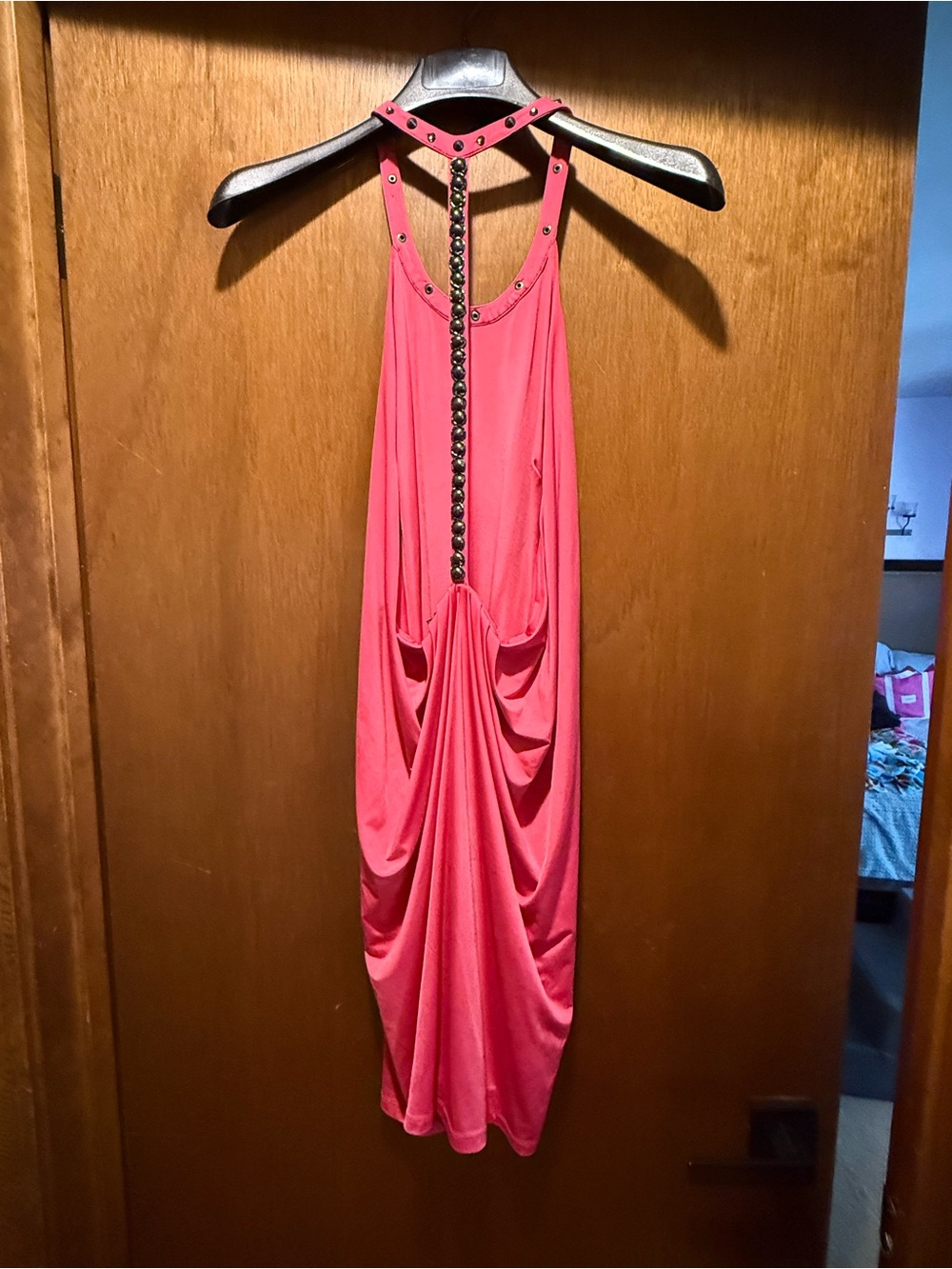 Faith Connexion Pink Rhinestone & Stud Racerback Maxi Dress M